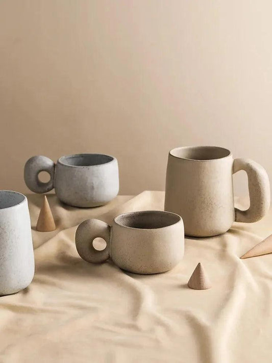 Modern Japanese Stoneware Retro Coffee Mug │ Aesthetic Decorative Cups Kitchenware - Besontique Home