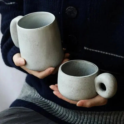 Modern Japanese Stoneware Retro Coffee Mug │ Aesthetic Decorative Cups Kitchenware - Besontique Home