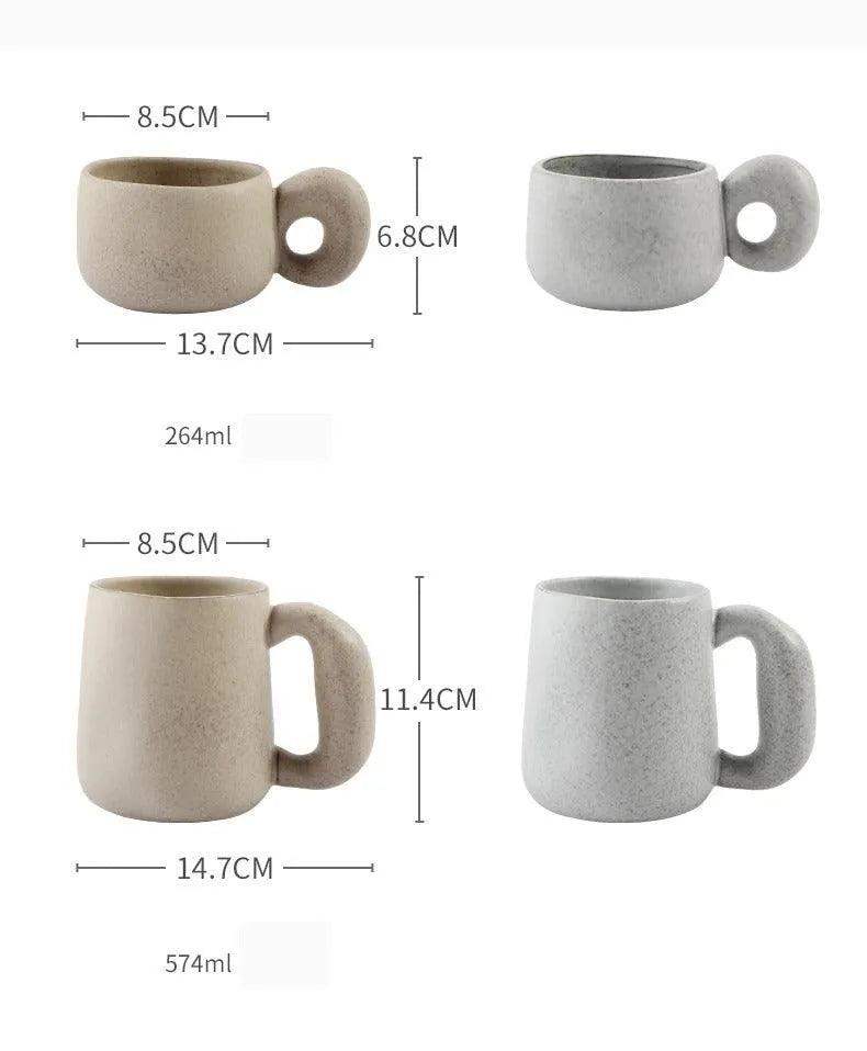 Modern Japanese Stoneware Retro Coffee Mug │ Aesthetic Decorative Cups Kitchenware - Besontique Home