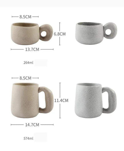 Modern Japanese Stoneware Retro Coffee Mug │ Aesthetic Decorative Cups Kitchenware - Besontique Home
