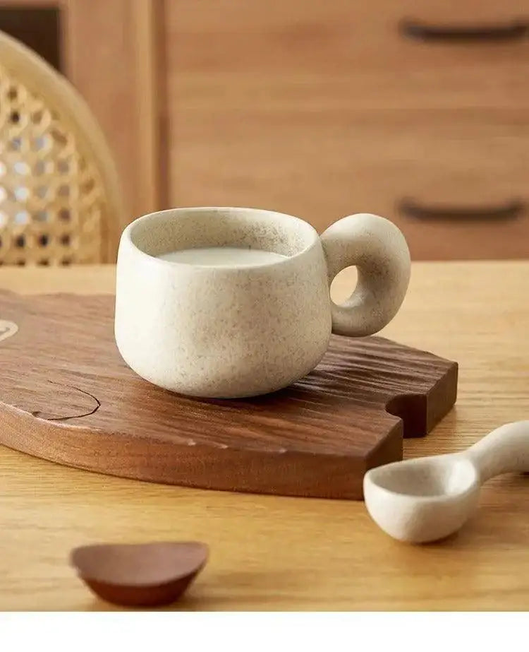 Modern Japanese Stoneware Retro Coffee Mug │ Aesthetic Decorative Cups Kitchenware - Besontique Home