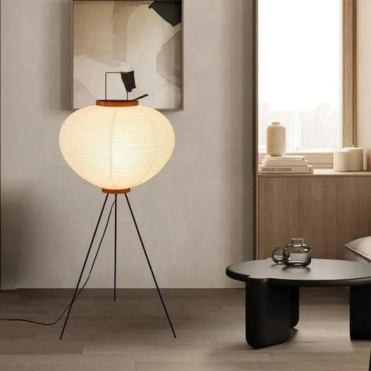 Modern Japanese Tripod Tall Floor Light │ Minimal Vintage Standing Lamp - Besontique Home