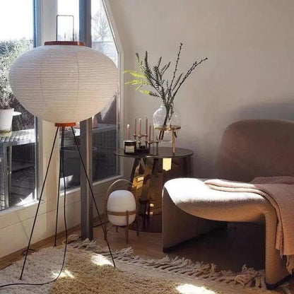 Modern Japanese Tripod Tall Floor Light │ Minimal Vintage Standing Lamp - Besontique Home