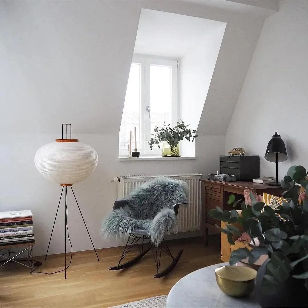 Modern Japanese Tripod Tall Floor Light │ Minimal Vintage Standing Lamp - Besontique Home