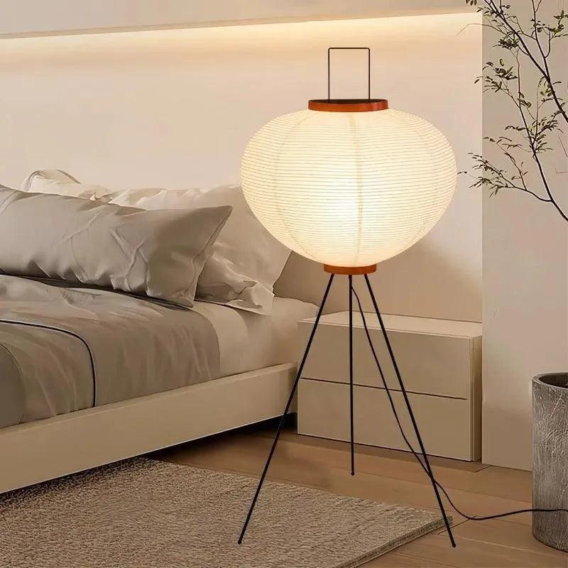 Modern Japanese Tripod Tall Floor Light │ Minimal Vintage Standing Lamp - Besontique Home