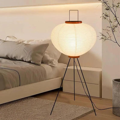 Modern Japanese Tripod Tall Floor Light │ Minimal Vintage Standing Lamp - Besontique Home