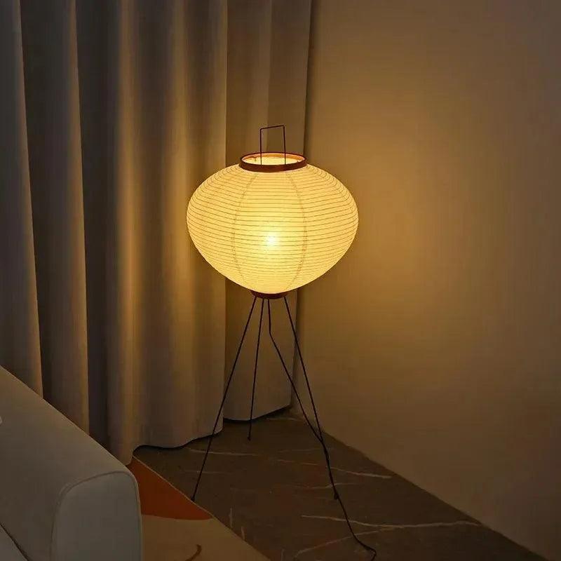 Modern Japanese Tripod Tall Floor Light │ Minimal Vintage Standing Lamp - Besontique Home