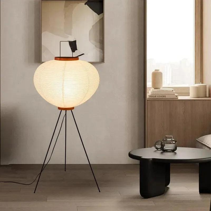Modern Japanese Tripod Tall Floor Light │ Minimal Vintage Standing Lamp - Besontique Home