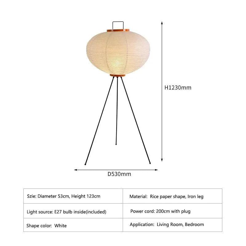 Modern Japanese Tripod Tall Floor Light │ Minimal Vintage Standing Lamp - Besontique Home