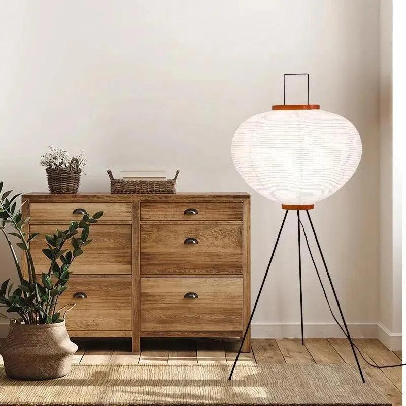 Modern Japanese Tripod Tall Floor Light │ Minimal Vintage Standing Lamp - Besontique Home
