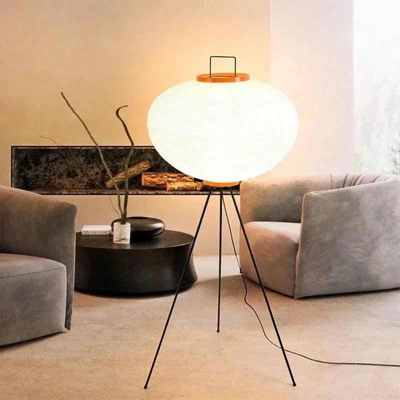 Modern Japanese Tripod Tall Floor Light │ Minimal Vintage Standing Lamp - Besontique Home