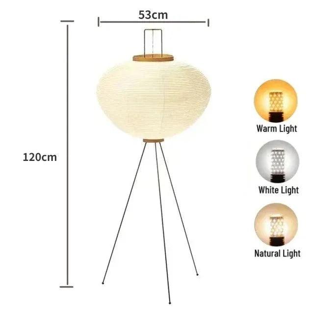 Modern Japanese Tripod Tall Floor Light │ Minimal Vintage Standing Lamp - Besontique Home