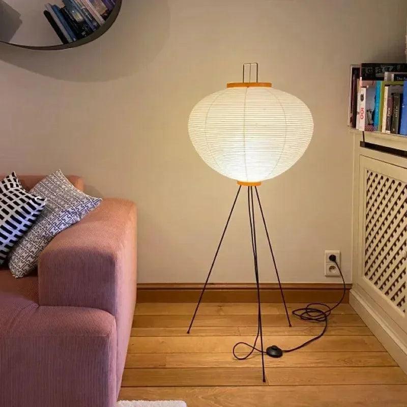 Modern Japanese Tripod Tall Floor Light │ Minimal Vintage Standing Lamp - Besontique Home