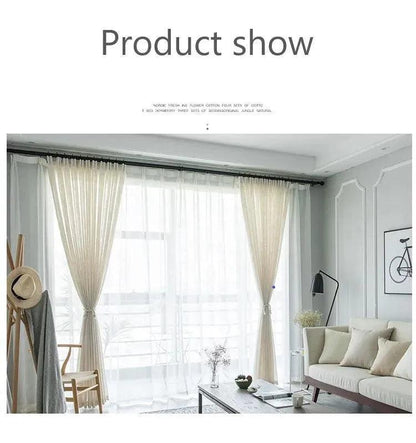 Modern Linen Ivory White Tulle Curtain │ Japanese style Thicken sheer Shading Window Drapes - Besontique Home