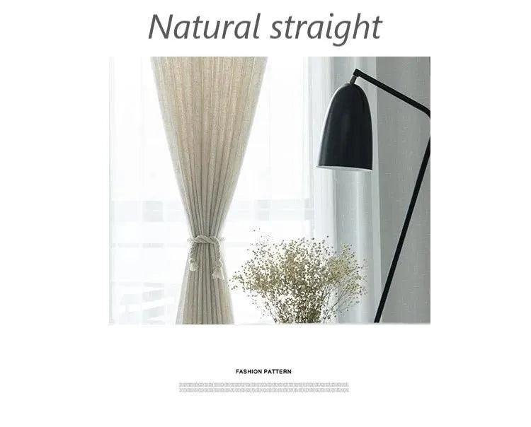 Modern Linen Ivory White Tulle Curtain │ Japanese style Thicken sheer Shading Window Drapes - Besontique Home