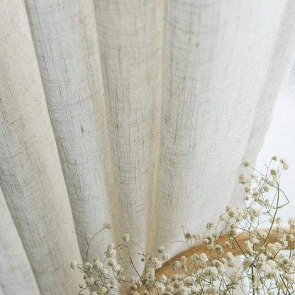Modern Linen Ivory White Tulle Curtain │ Japanese style Thicken sheer Shading Window Drapes - Besontique Home
