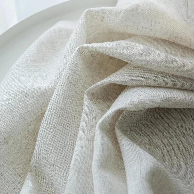 Modern Linen Ivory White Tulle Curtain │ Japanese style Thicken sheer Shading Window Drapes - Besontique Home