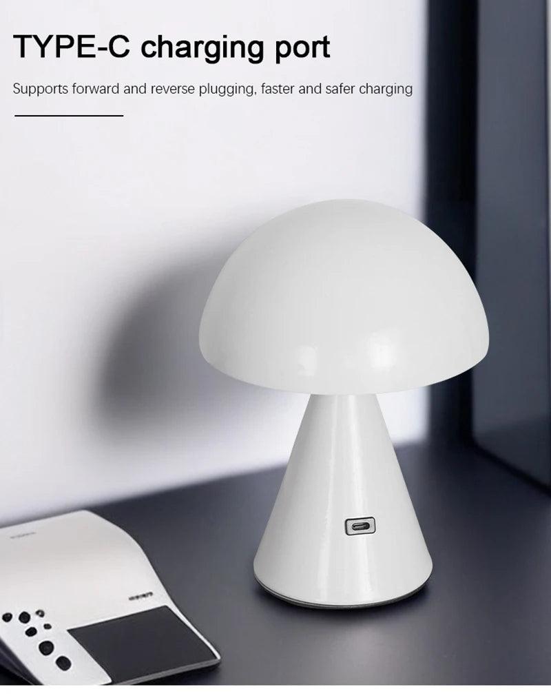 Modern Mushroom USB Wireless Chargable Table Lamp LED Light - Besontique Home