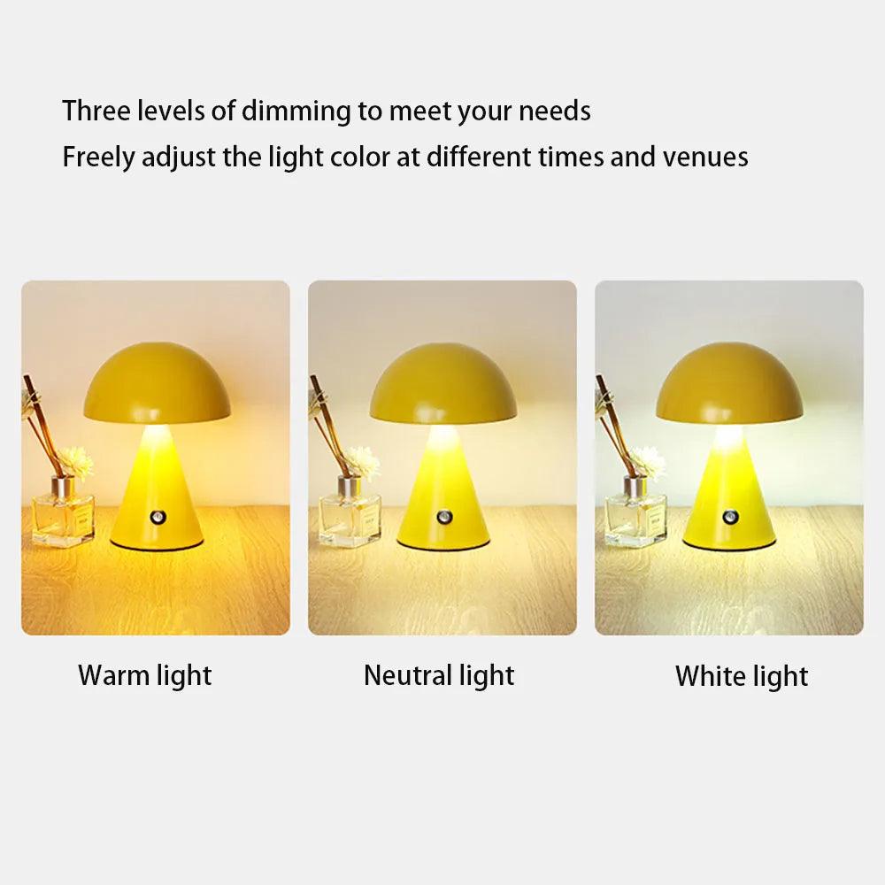 Modern Mushroom USB Wireless Chargable Table Lamp LED Light - Besontique Home