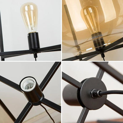 Modern Nordic Clear Glass Floor Lamp Light (Amber/Transparent/Grey) │ Industrial LED Living Bedroom Decor Big Lighting Lamp - Besontique Home