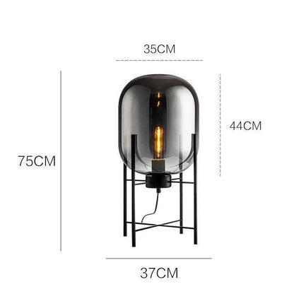 Modern Nordic Clear Glass Floor Lamp Light (Amber/Transparent/Grey) │ Industrial LED Living Bedroom Decor Big Lighting Lamp - Besontique Home