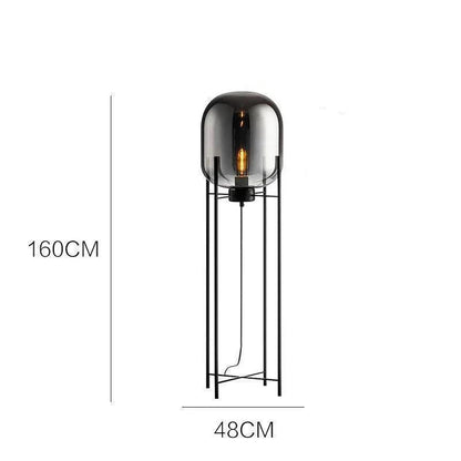 Modern Nordic Clear Glass Floor Lamp Light (Amber/Transparent/Grey) │ Industrial LED Living Bedroom Decor Big Lighting Lamp - Besontique Home