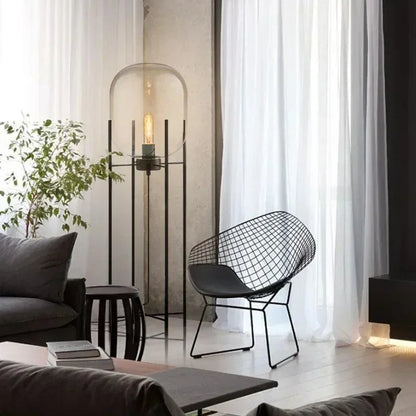 Modern Nordic Clear Glass Floor Lamp Light (Amber/Transparent/Grey) │ Industrial LED Living Bedroom Decor Big Lighting Lamp - Besontique Home