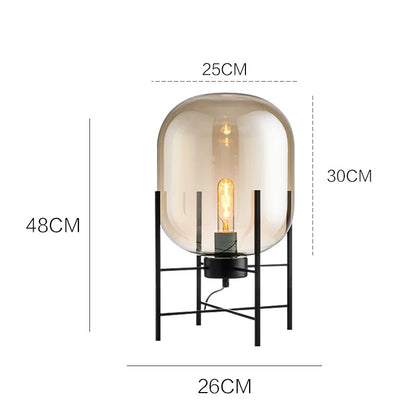 Modern Nordic Clear Glass Table Lamp Light (Amber/Transparent/Grey) │ Industrial LED Living Bedroom Decor Lighting Desk Lamp - Besontique