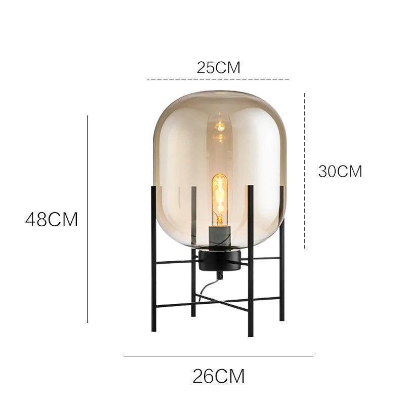 Modern Nordic Clear Glass Table Lamp Light (Amber/Transparent/Grey) │ Industrial LED Living Bedroom Decor Lighting Desk Lamp - Besontique Home