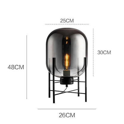 Modern Nordic Clear Glass Table Lamp Light (Amber/Transparent/Grey) │ Industrial LED Living Bedroom Decor Lighting Desk Lamp - Besontique Home