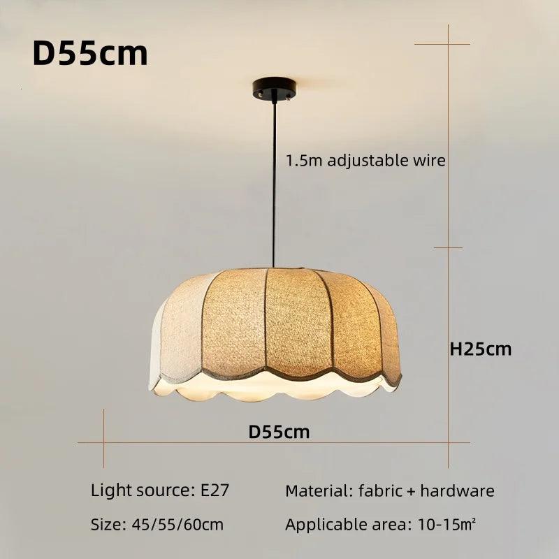 Modern Nordic Fabric Pendant Ceiling Light │ Japandi Chandelier Hanging Lamp - Besontique