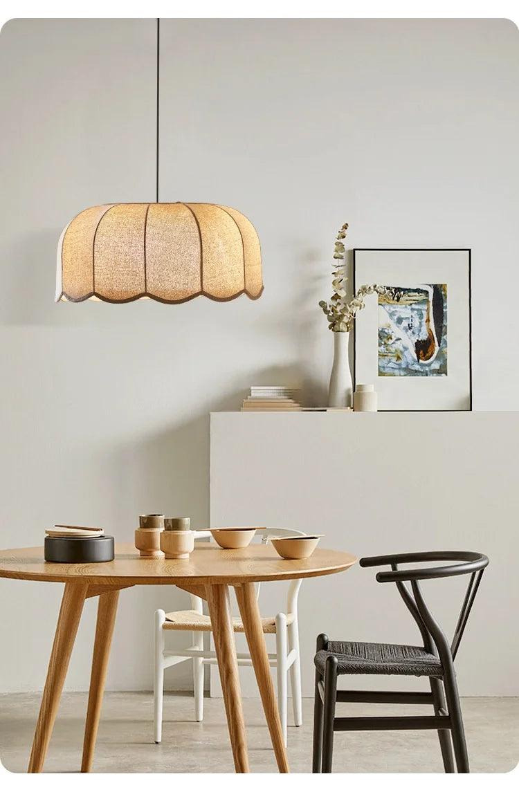 Modern Nordic Fabric Pendant Ceiling Light │ Japandi Chandelier Hanging Lamp - Besontique