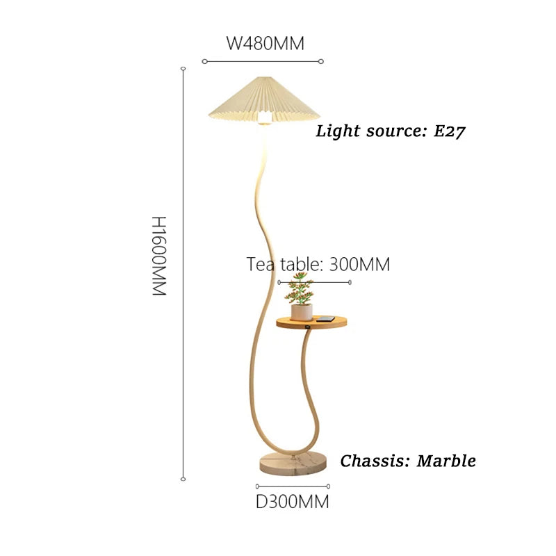 Modern Nordic Style Floor Lamp with Table │ Modern Vintage Japandi Home Standing Light Furniture - Besontique Home