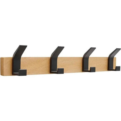 Modern Nordic Wall Mounted Coat Rack │ Movable Hooks Aluminum Wooden Wall Clothing Hanger │ Entrance Door Home Decor - Besontique Home