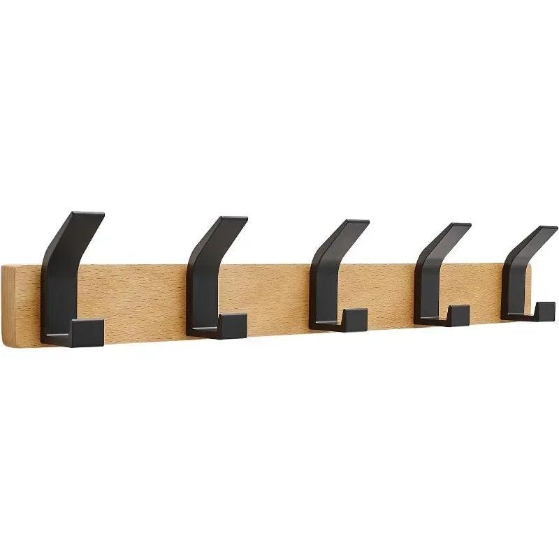 Modern Nordic Wall Mounted Coat Rack │ Movable Hooks Aluminum Wooden Wall Clothing Hanger │ Entrance Door Home Decor - Besontique Home