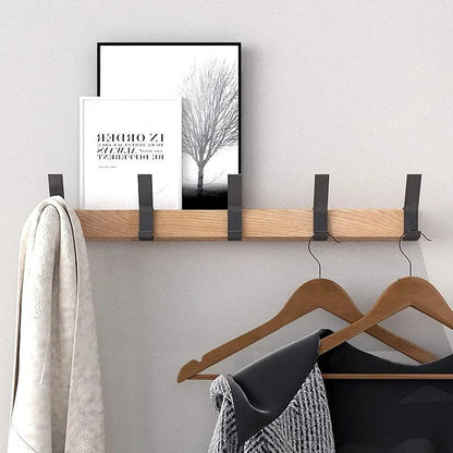 Modern Nordic Wall Mounted Coat Rack │ Movable Hooks Aluminum Wooden Wall Clothing Hanger │ Entrance Door Home Decor - Besontique Home