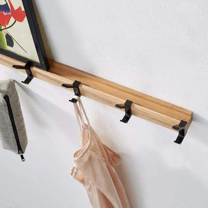 Modern Nordic Wall Mounted Coat Rack │ Movable Hooks Aluminum Wooden Wall Clothing Hanger │ Entrance Door Home Decor - Besontique Home