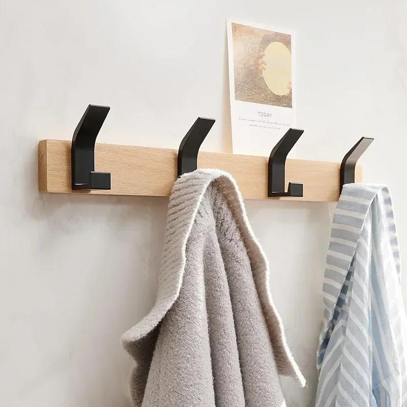 Modern Nordic Wall Mounted Coat Rack │ Movable Hooks Aluminum Wooden Wall Clothing Hanger │ Entrance Door Home Decor - Besontique Home