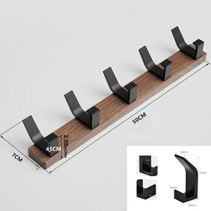 Modern Nordic Wall Mounted Coat Rack │ Movable Hooks Aluminum Wooden Wall Clothing Hanger │ Entrance Door Home Decor - Besontique Home