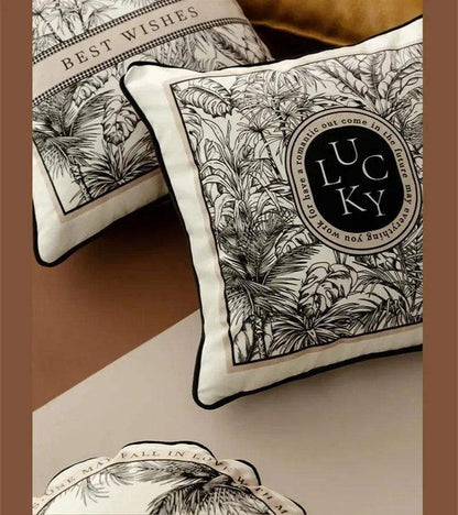 Modern Retro Black White Velvet Cushion Cover - Besontique Home