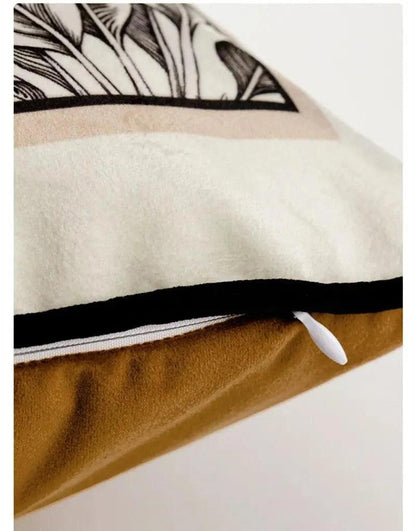 Modern Retro Black White Velvet Cushion Cover - Besontique Home