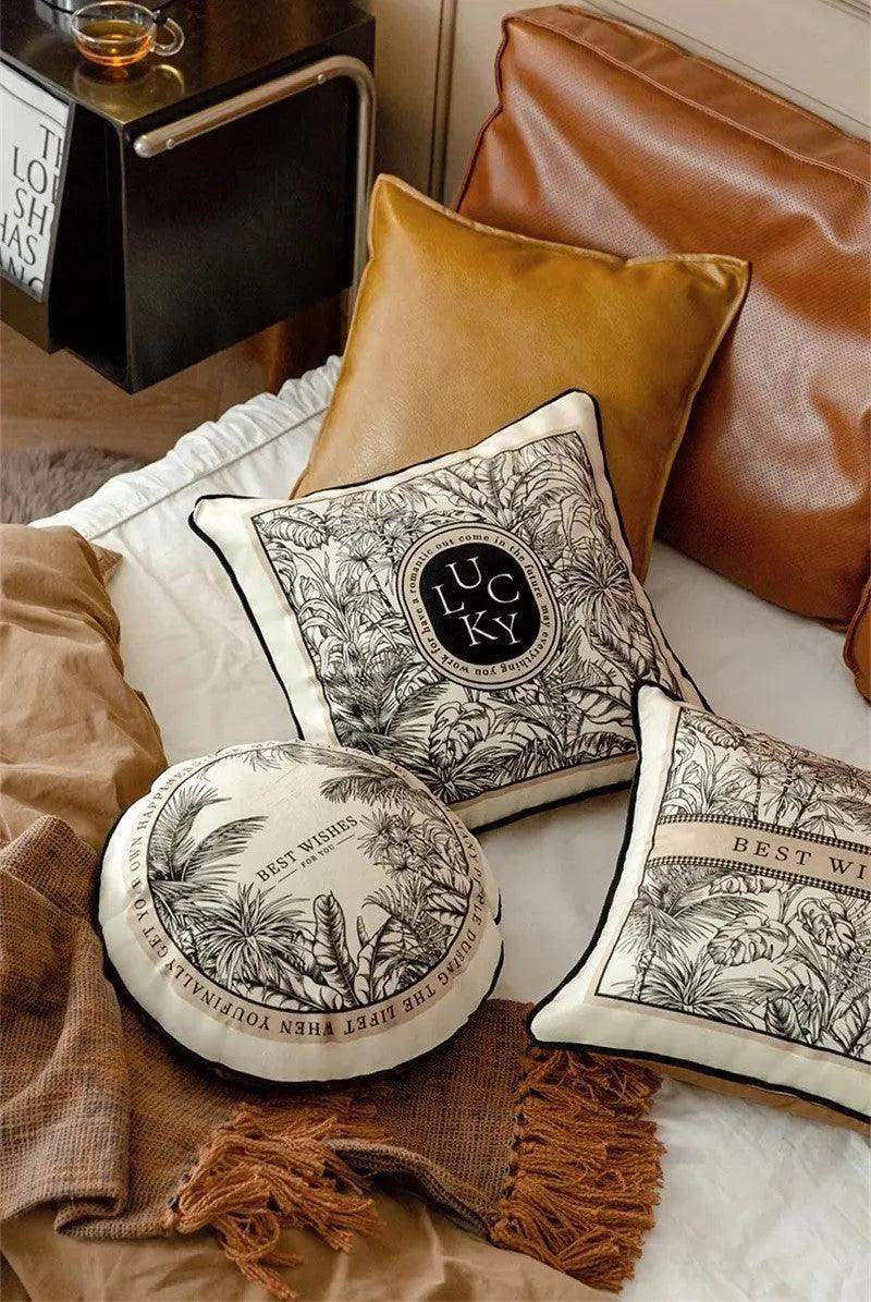 Modern Retro Black White Velvet Cushion Cover - Besontique Home