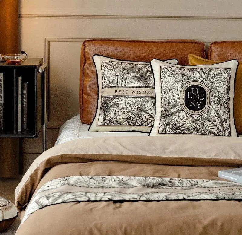 Modern Retro Black White Velvet Cushion Cover - Besontique Home