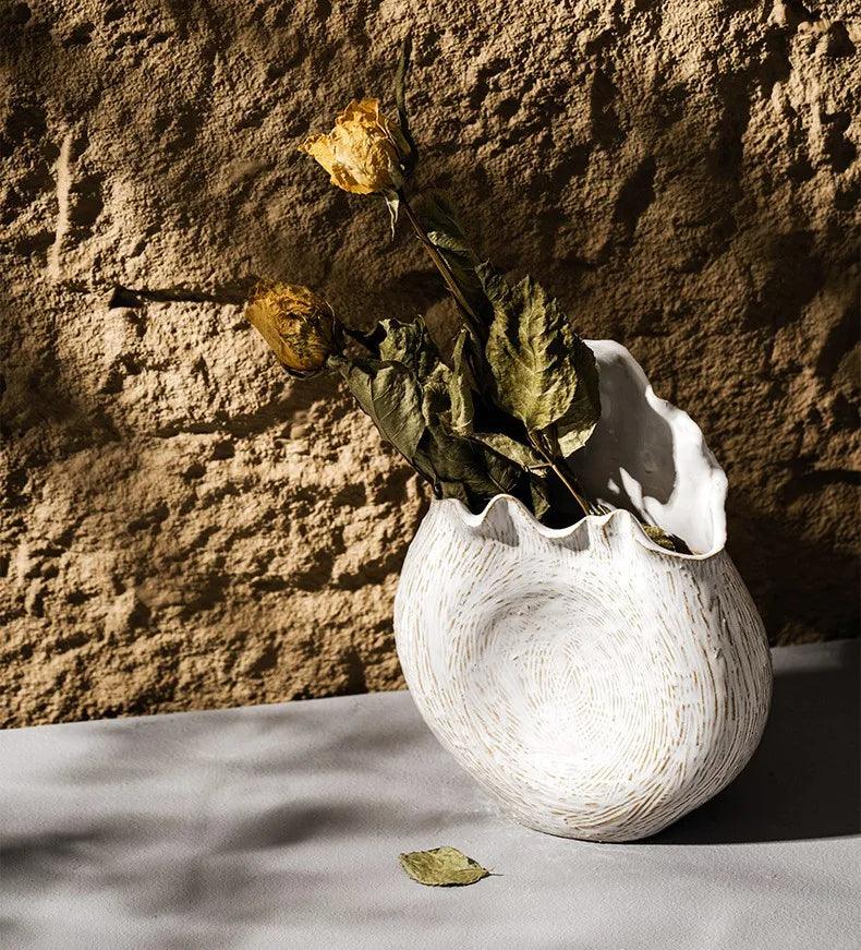 Modern Retro Ceramic Vase │ Boho Irregular Geometric Flower Pots for Pampas Grass - Besontique Home