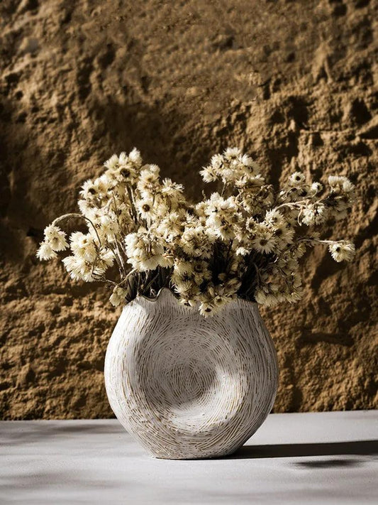 Modern Retro Ceramic Vase │ Boho Irregular Geometric Flower Pots for Pampas Grass - Besontique Home