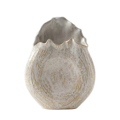 Modern Retro Ceramic Vase │ Boho Irregular Geometric Flower Pots for Pampas Grass - Besontique Home