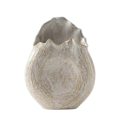 Modern Retro Ceramic Vase │ Boho Irregular Geometric Flower Pots for Pampas Grass - Besontique Home