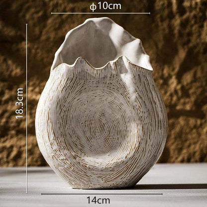 Modern Retro Ceramic Vase │ Boho Irregular Geometric Flower Pots for Pampas Grass - Besontique Home