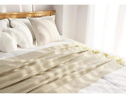Modern Retro Geometric Knitted Blanket with Tassel │ Nordic Style Plaid Bedspread - Besontique Home