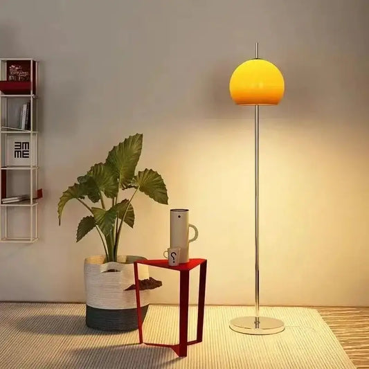 Modern Retro Gradient Orange Glass Floor Lamp – Metal Standing Light - Besontique Home